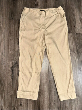 The Limited Cropped Ankle Pants Linen Blend Beige Size 6